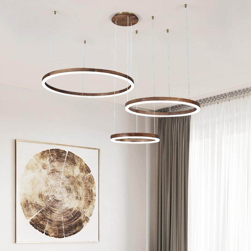 新中式黑胡桃木客厅吊灯高级感圆环餐厅灯家用客厅灯极简中式灯具,家装灯饰光源,智能吊灯,淘宝优惠券,粉丝福利购,淘宝优惠卷