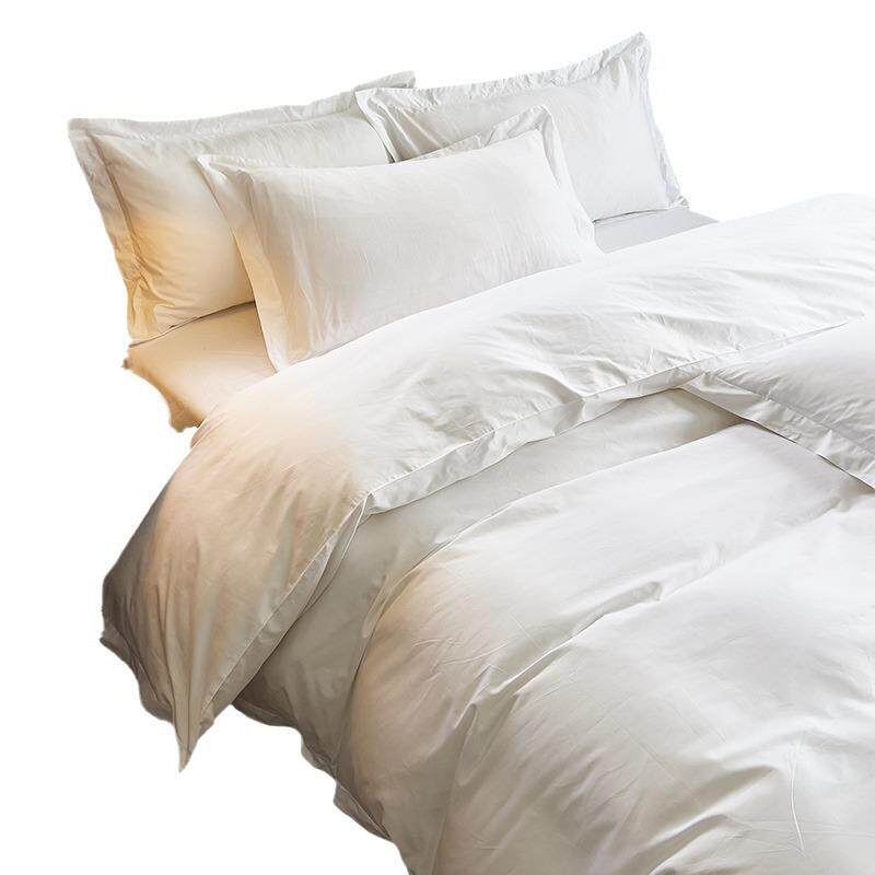 酒店布草床上用品主题酒店宾馆民宿四件套酒店床品床单被套纯白色