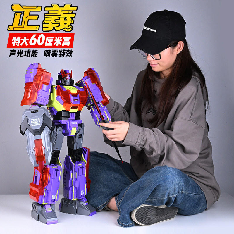 变形玩具男孩超大声光电动机器人图片