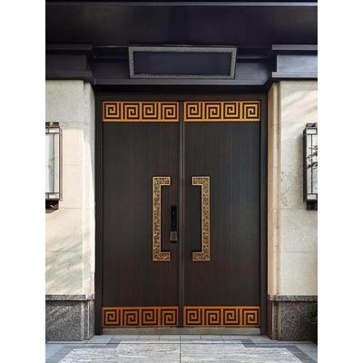 中式别墅入户门防盗门双开门不锈钢铜门院门农村自建房大门进户门