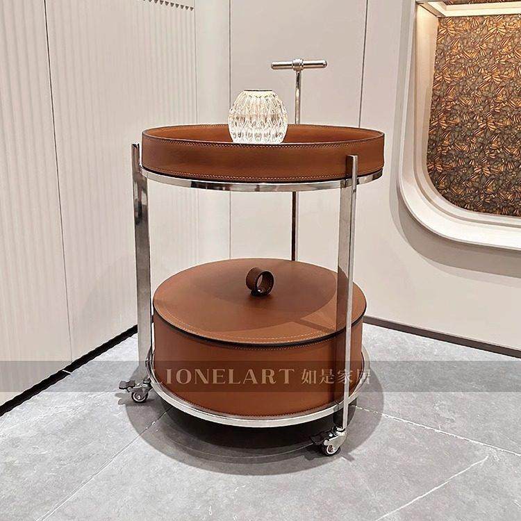 如是收纳边几可移动不锈钢马鞍皮酒水车零食收纳床头柜餐边柜收纳,住宅家具,角几/边几,淘宝优惠券,粉丝福利购,淘宝优惠卷