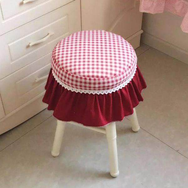 棉麻红格子布料坐垫 椅垫 圆凳坐垫 凳子罩 椅子套 可定做,居家布艺,椅垫,淘宝优惠券,粉丝福利购,淘宝优惠卷