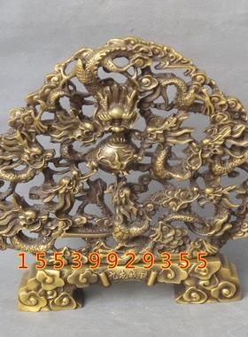 纯铜九龙壁摆件九龙戏珠商务礼品家居办公室用品工艺品摆设铜器