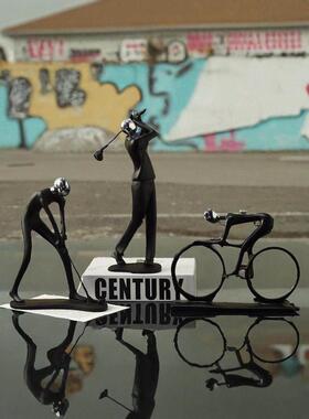 北欧简约歌手黑色人物套装家居客厅入口电视柜酒柜装饰摆件组合