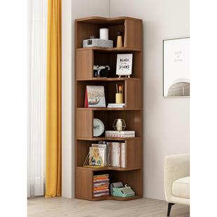 实木书架书架落地式 简易客厅小储物柜家庭分层储物柜角落储物柜