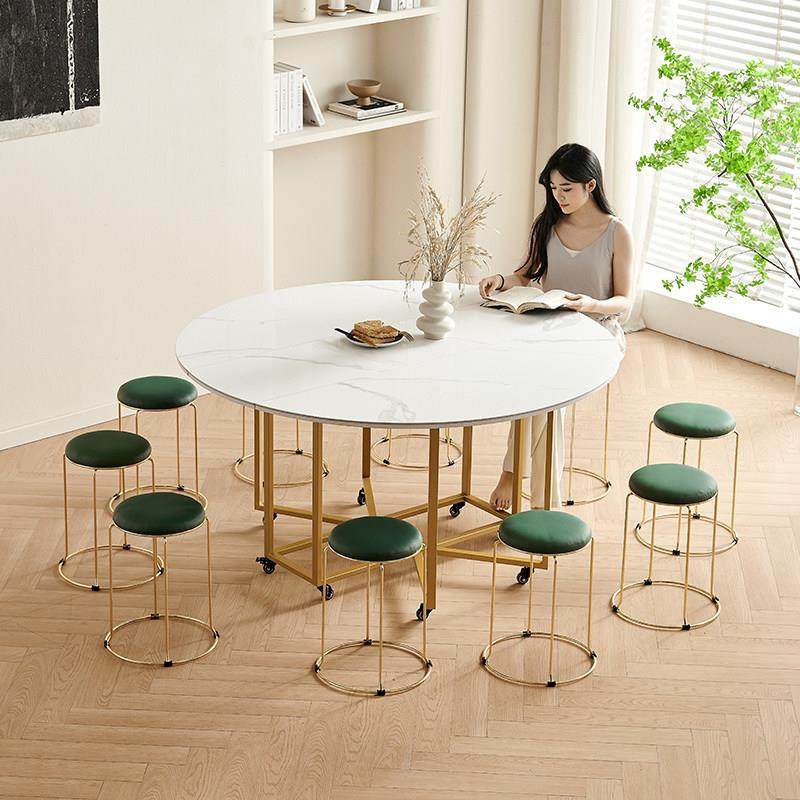 小户型岩板折叠餐桌家用圆形吃饭桌简约现代可收纳餐桌椅组合圆桌,住宅家具,岩板餐桌,淘宝优惠券,粉丝福利购,淘宝优惠卷