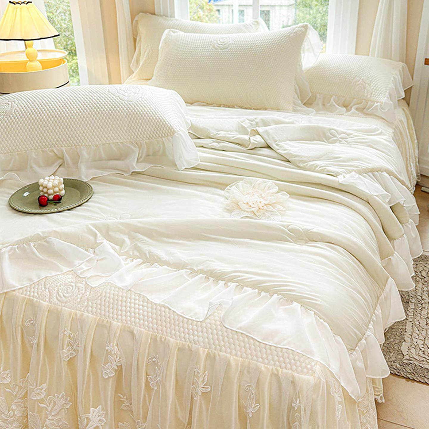 A类冰丝凉席四件套三件套夏季高端白色床裙凉感丝可机洗空调软席,床上用品,冰丝席,淘宝优惠券,粉丝福利购,淘宝优惠卷