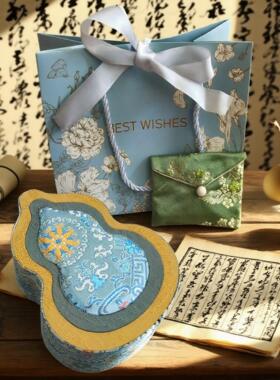 新中式宫廷葫芦首饰盒宋锦提花珠宝收纳盒文玩手錬项炼饰品包装盒