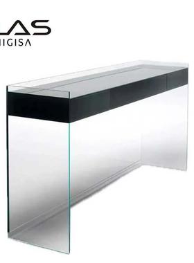 意大利GLAS悬浮柜子客厅玄关柜玻璃实木储物柜意式极简化妆桌卧室