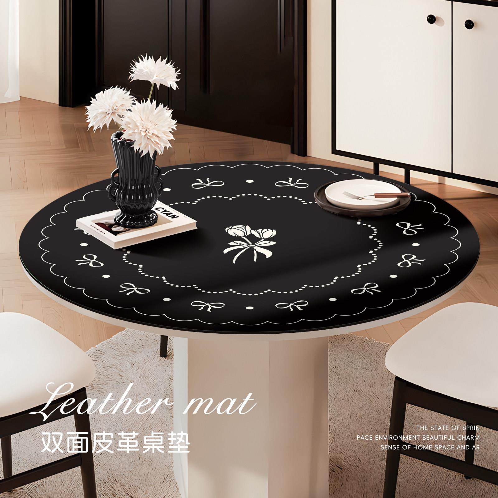 蝴蝶结圆形皮革桌垫餐桌垫子免洗可擦覆古风防水防滑餐垫,居家布艺,桌布,淘宝优惠券,粉丝福利购,淘宝优惠卷