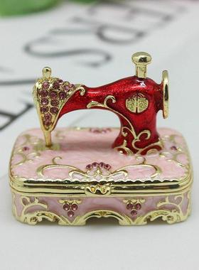 时尚家居衣车金属缝纫机摆件珐琅工艺饰品盒子外贸现代小礼品包邮