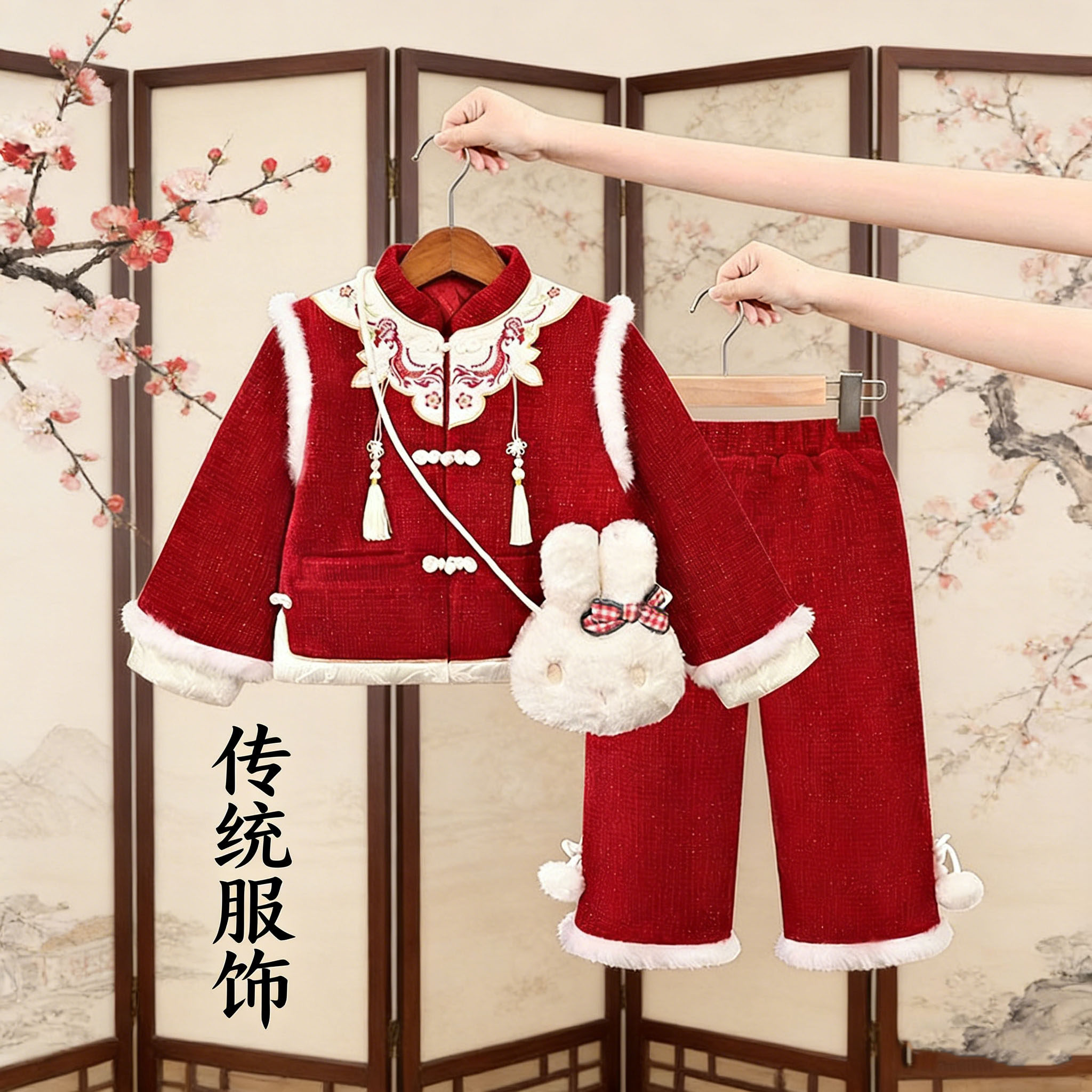女童拜年服冬季宝宝儿童周岁礼服