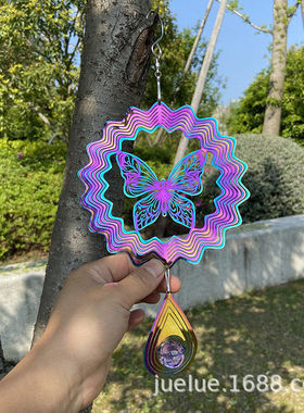 Wind Spinner 15厘米风旋转器户外不锈钢彩色蜂鸟风转 3D风铃组合