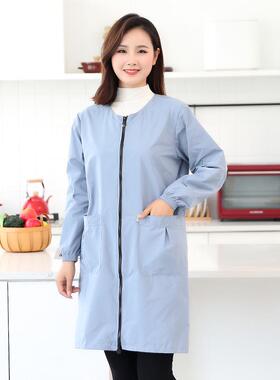iyr7护衣防水罩衣大人女士新款围裙防尘家用厨房防油薄工作服长袖