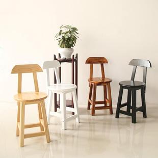 实木小凳子家用小椅子成人靠背椅矮凳餐凳时尚吧台椅圆凳现代简约