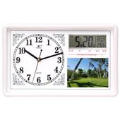 座钟万年历温度挂钟客厅静音时钟石英钟简约创意相框方形日历钟表