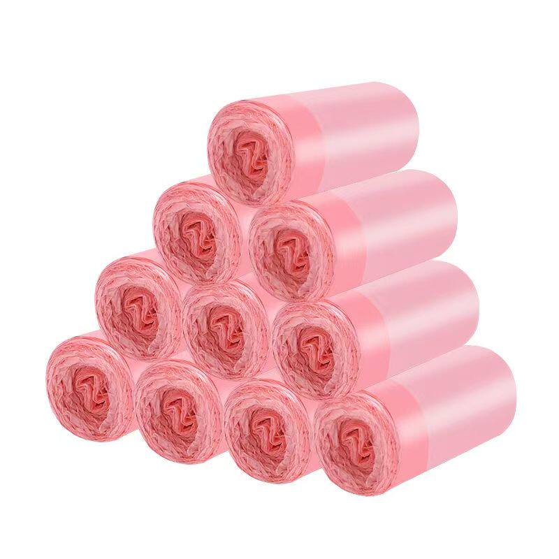 粉色抽绳式垃圾垃圾袋卷装家用通用生活用品清洁多功能厨房清洁袋