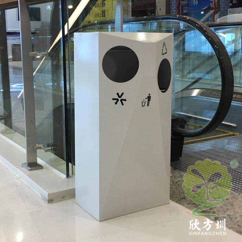 室内商场扶梯口店铺门面环卫喷塑彩色不锈钢分类垃圾桶果皮