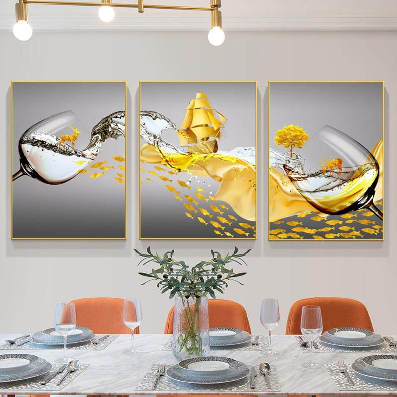 2025年新款5D钻石画三联画酒杯餐厅简约现代贴钻十字绣客厅钻石绣,居家布艺,钻石绣,淘宝优惠券,粉丝福利购,淘宝优惠卷