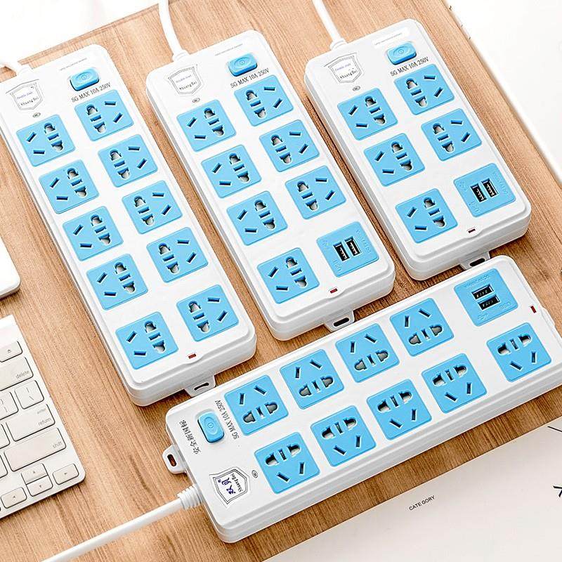 办公电脑插座板带线多孔USB充电插板10位多功能插带插板