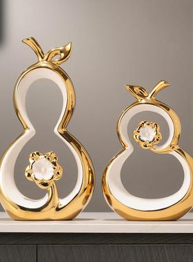 福禄有钱花招财摆件轻奢高档客厅创意葫芦玄关酒柜电视柜装饰品