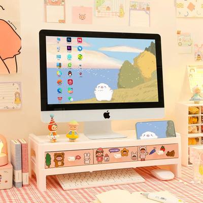 收纳置物架显示器立架增高桌一体式单双层带抽屉多色笔记本电脑桌