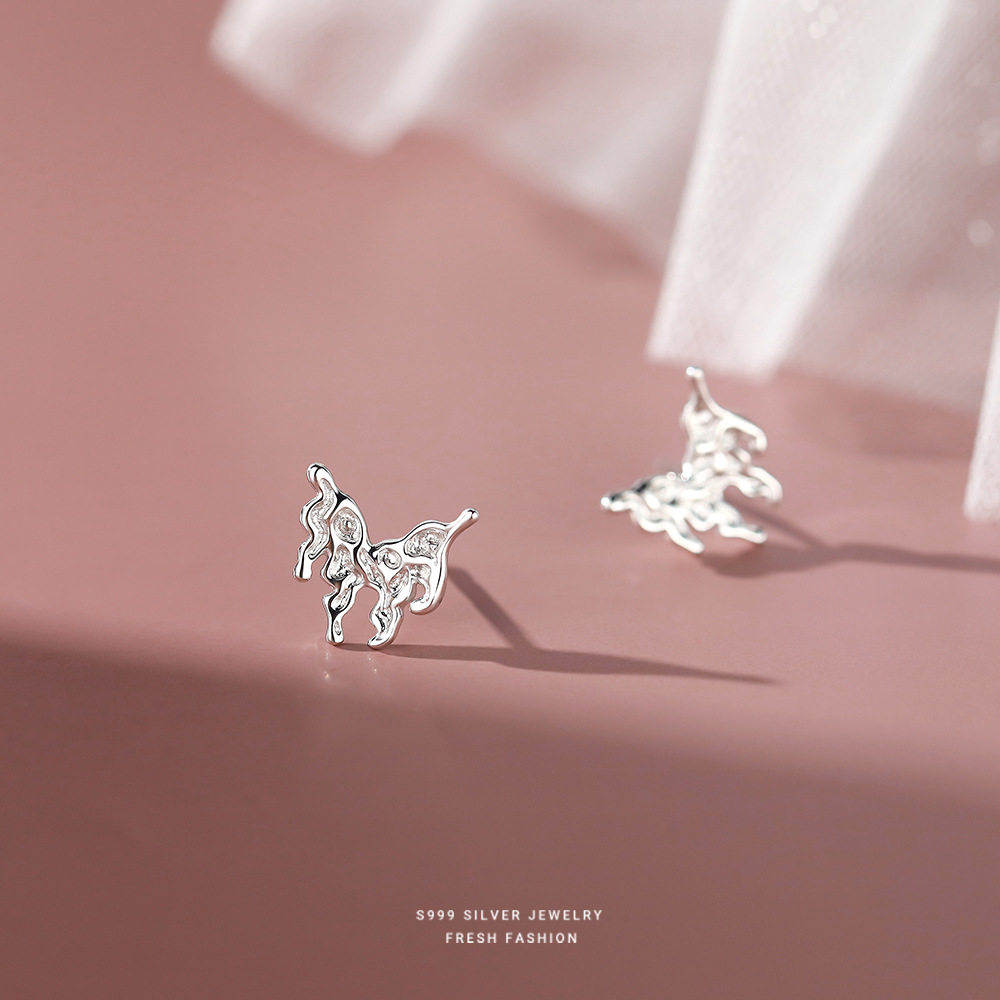 钱万千 s999纯银足银耳钉女不规则镂空小巧蝴蝶耳饰日常百搭,饰品/流行首饰/时尚饰品新,银饰耳饰,淘宝优惠券,粉丝福利购,淘宝优惠卷