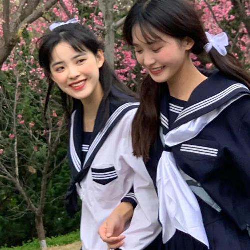 日系正统不良水手服jk制服裙改良白三本基础款学院风夏季班服套装