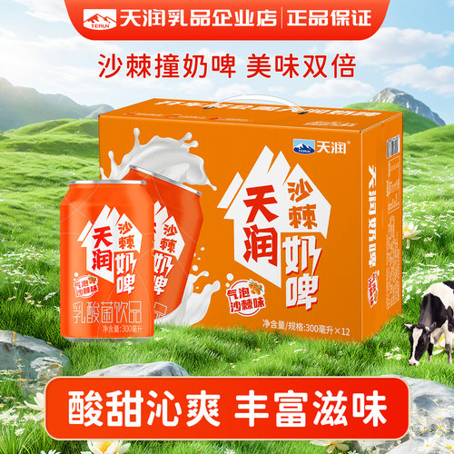 天润新疆沙棘奶啤300ml*12罐整箱乳酸菌饮品含乳饮料聚会饮品