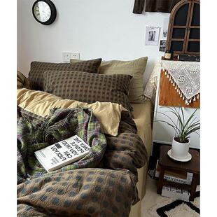 萨迪斯的板栗树/Vintage style复古绿波点提花全棉床单四件套床笠