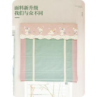 2024新款浅绿色小清新罗马帘折叠帘遮光窗帘小窗户飘窗升降帘