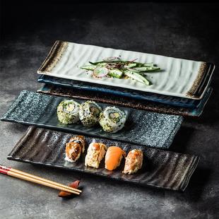 陶瓷长条盘餐厅料理餐具商用复古长方形盘子点心盘创意寿司盘 日式