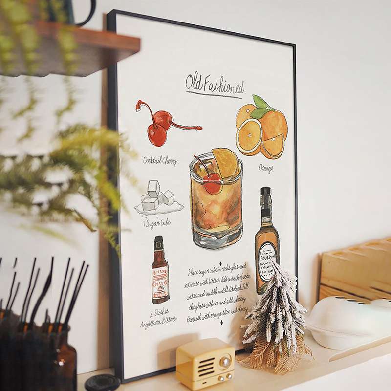 甜蜜配方 北欧鸡尾酒调酒配方装饰画小酒馆酒柜摆画餐厅创意挂画图片