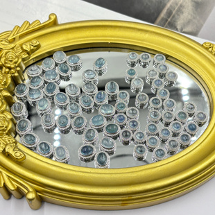 高品天然海蓝宝水晶盒子椭圆镶嵌手链手串DIY配件配饰通孔