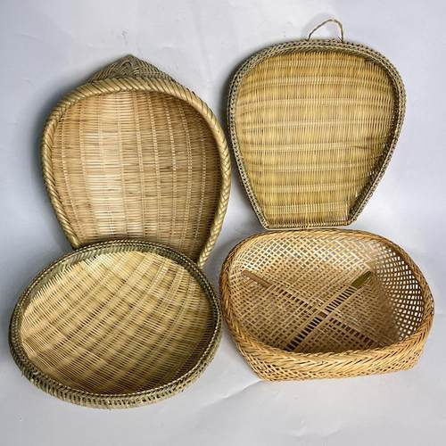 竹簸箕家用圆形方形有孔筛子老式圆箩厨房专用洗米洗菜晾晒