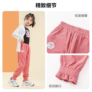 唐S家女童春秋灯芯绒宽松休闲百搭花束脚休闲裤 160码 子 清110 换季