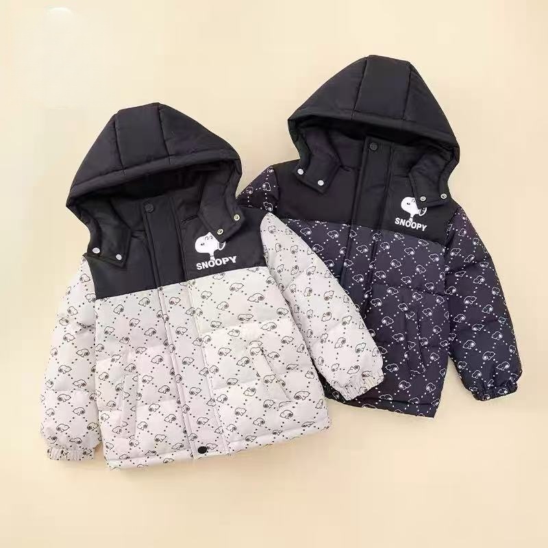 100~150码史N比家儿童冬季新款羽绒服外套加厚款洋气印花羽绒外套