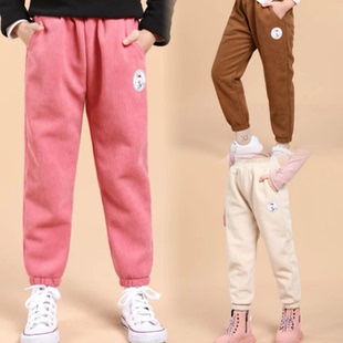 子 小猪家加绒加厚秋冬耐磨保暖儿童灯芯绒男女童裤 110 160码