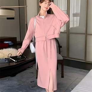 粉色半身裙秋季 百Jh家女款 新款 韩版 女 休闲卫衣套装 L码