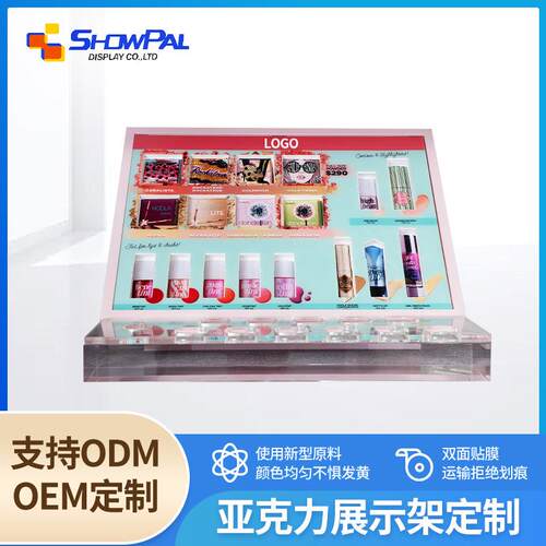 定制亚克展示架产品柜902台立式有力机列玻膏璃陈柜口红唇釉唇展