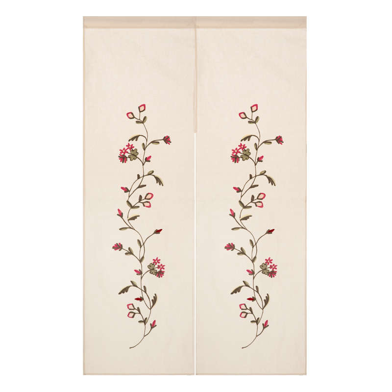 美式田园风布艺卫生间门帘半帘卧室刺绣门帘子厨房棉麻门帘隔断