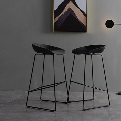 北欧丹麦简约设计师吧椅铁脚现代创意高脚凳前台椅吧台凳酒吧椅子