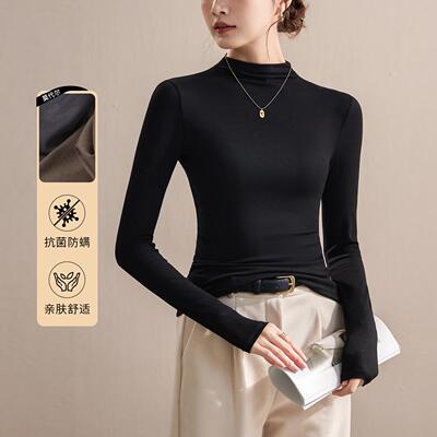 莫代尔半高领打底衫女内搭可外穿春秋2025新款高级感黑色洋气上衣