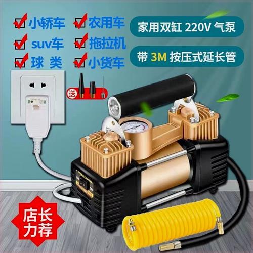 充气泵220v12v家车两用多功能双缸电动高压便携式打气泵轿车球类