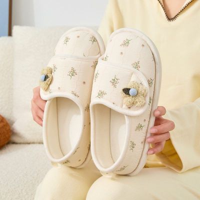 孕妇月子鞋厚款秋冬季舒适棉拖鞋女产后拖鞋包跟防滑外穿软底透气