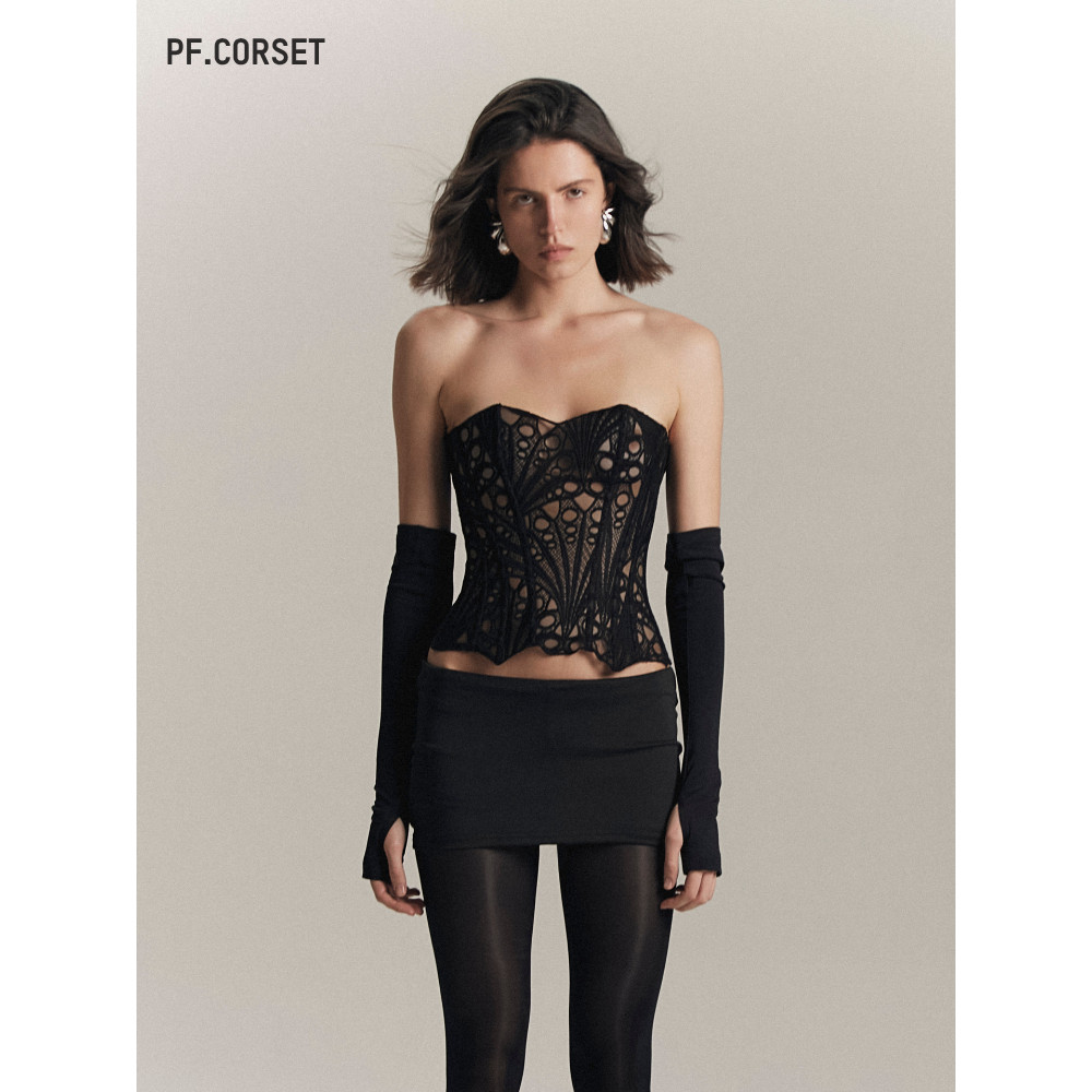 Florence不规则蕾丝绑带鱼骨胸衣 PerfectCorsetNY