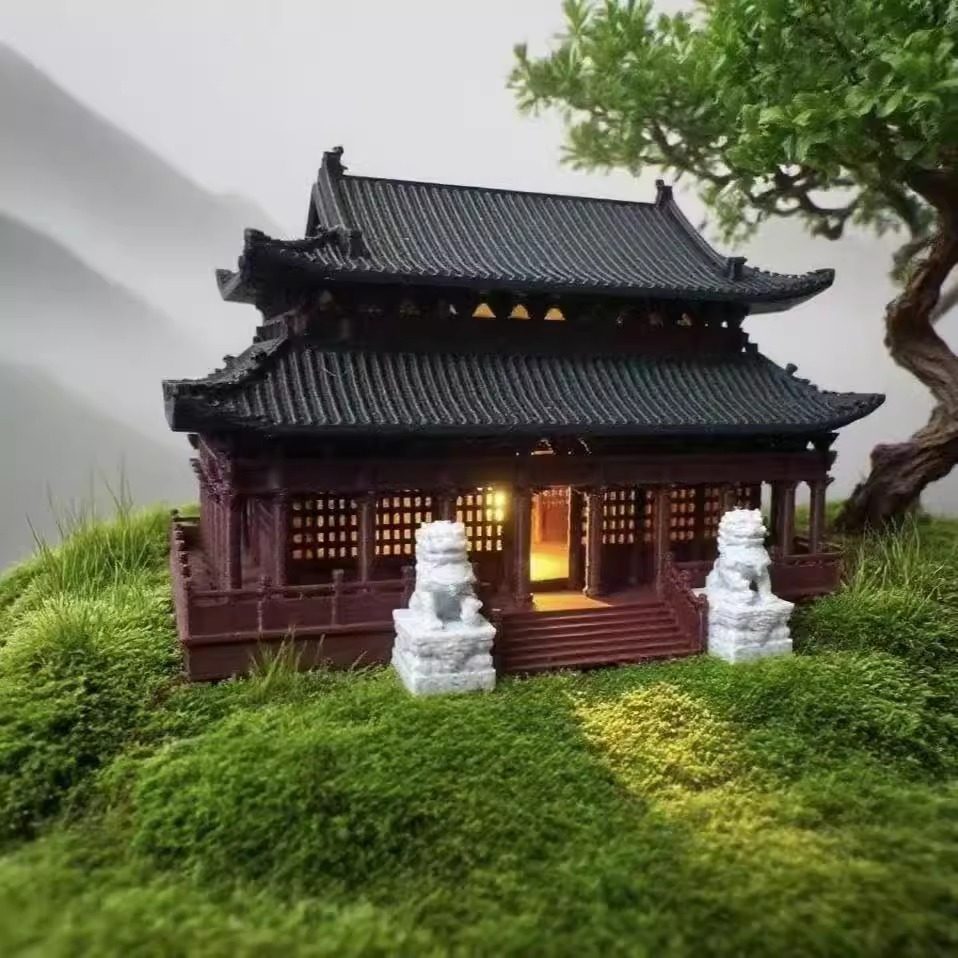 带灯太和殿中式建筑模型宫殿摆件鱼缸造景庭院假山装饰微景观仿真,家居饰品,装饰摆件,淘宝优惠券,粉丝福利购,淘宝优惠卷