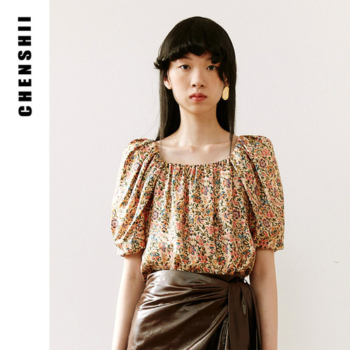 CHENSHII真丝碎花上衣
