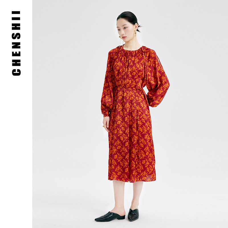 CHENSHII真丝印花连衣裙