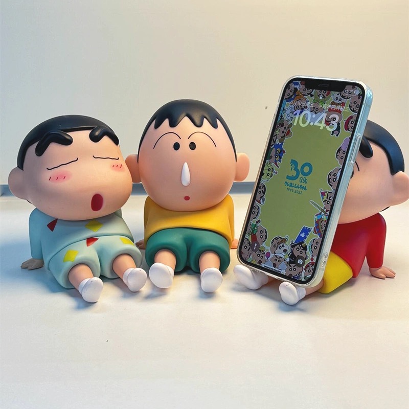 阿呆蜡笔小新手机支架摆件手办